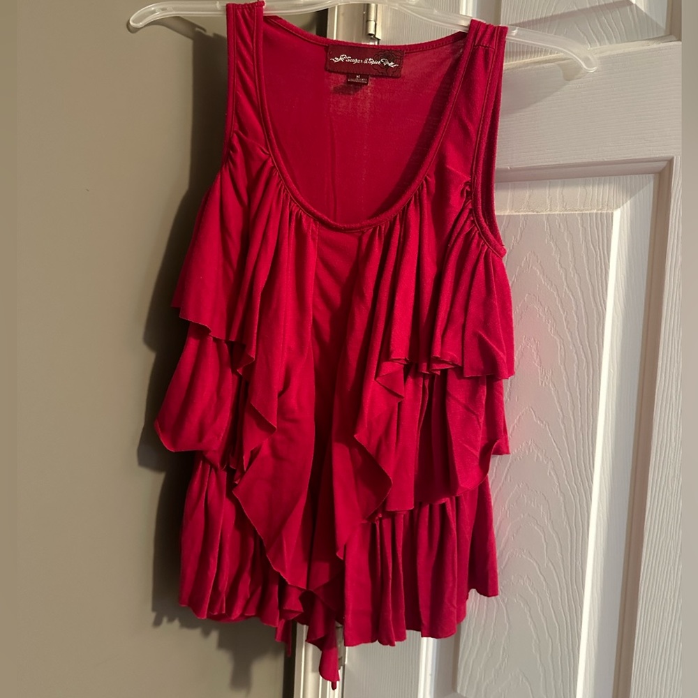 Pink/red flowy tank blouse